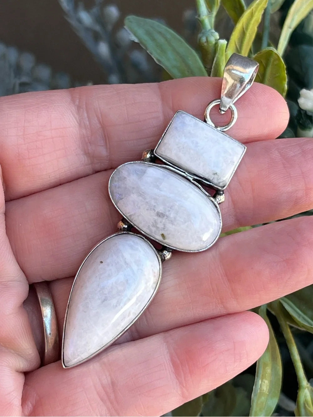 Handcrafted XL Moonstone 2.5” Silver Pendant